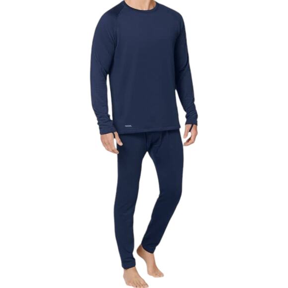Jockey Grid Fleece Thermal Long Sleeve Crew + Pants, M - Picture 1 of 10